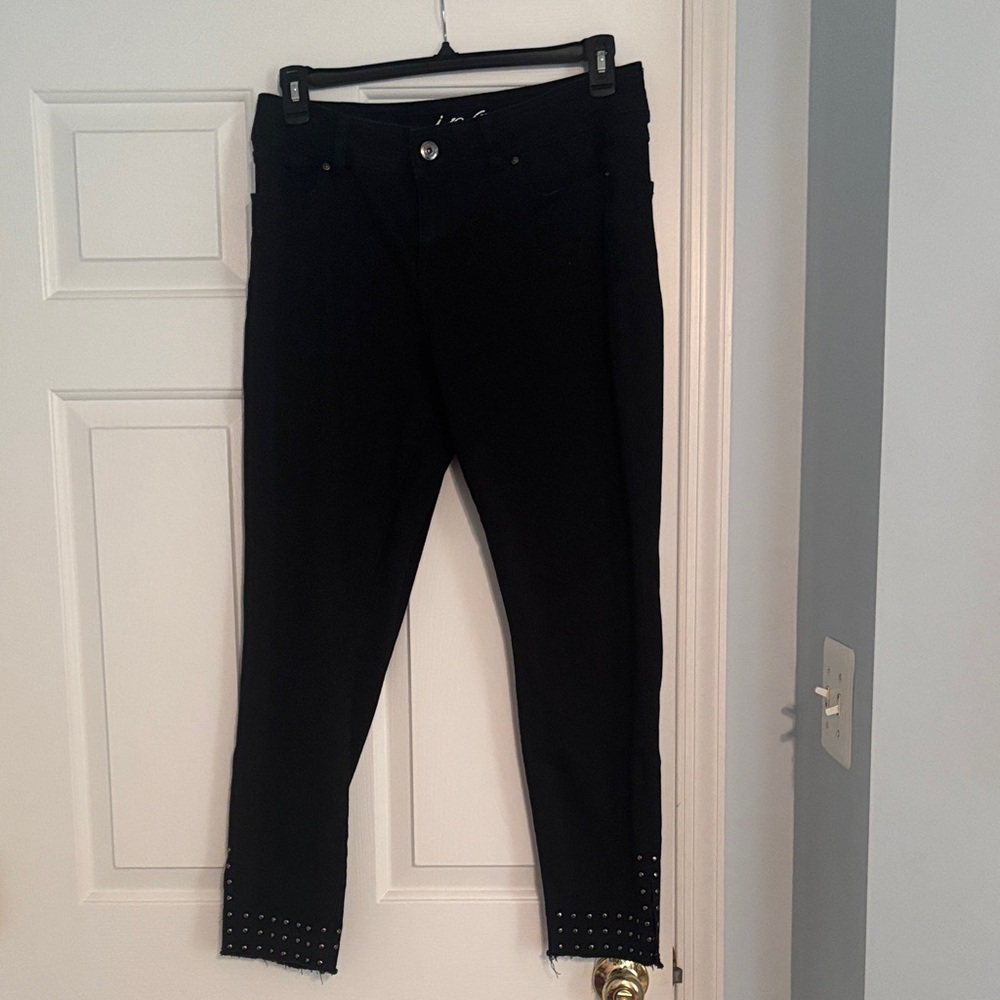 INC International Concepts Black Ankle Jeans with Studs